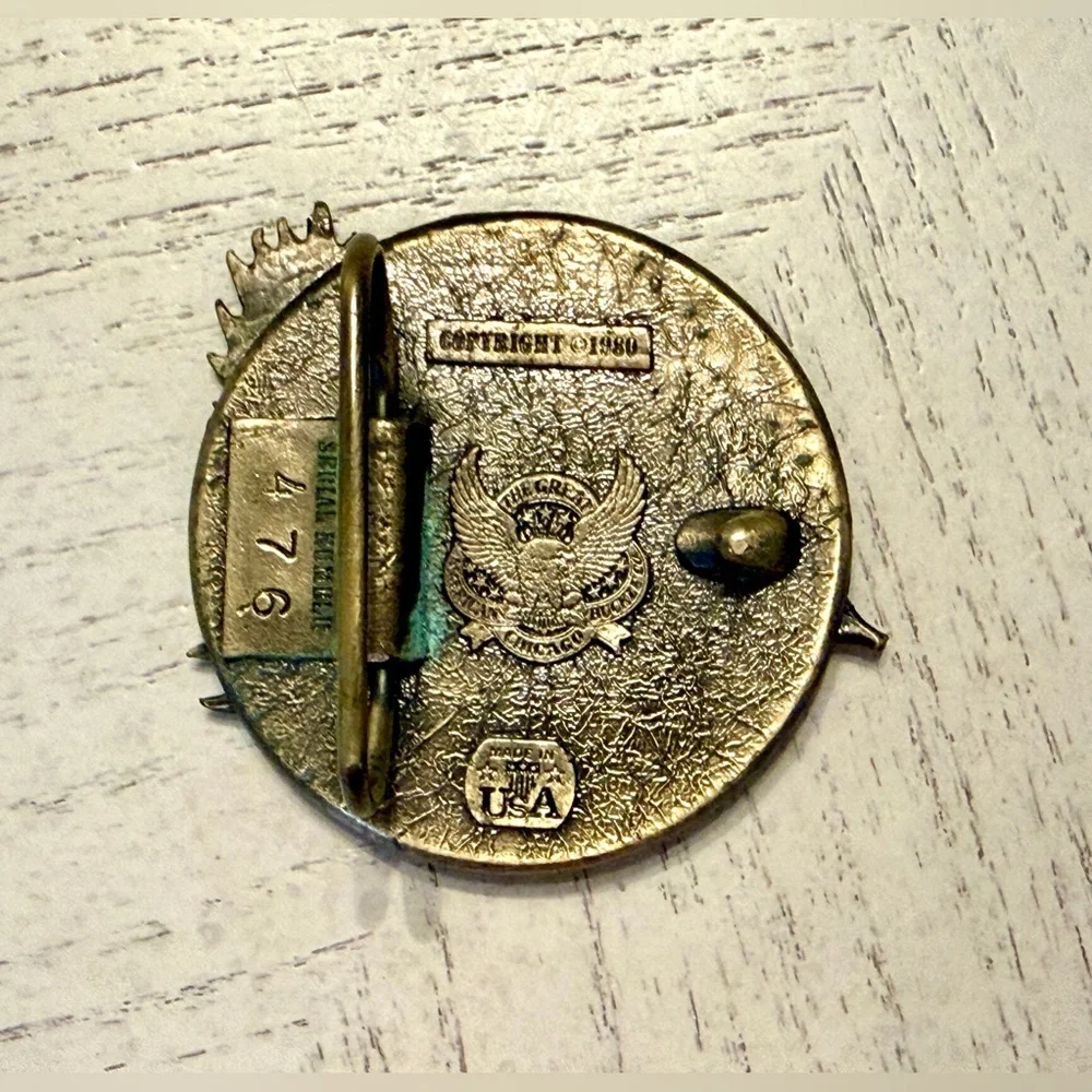 1980 Great American Buckle Co. “12 Gauge Goose” Brass & Enamel Belt Buckle